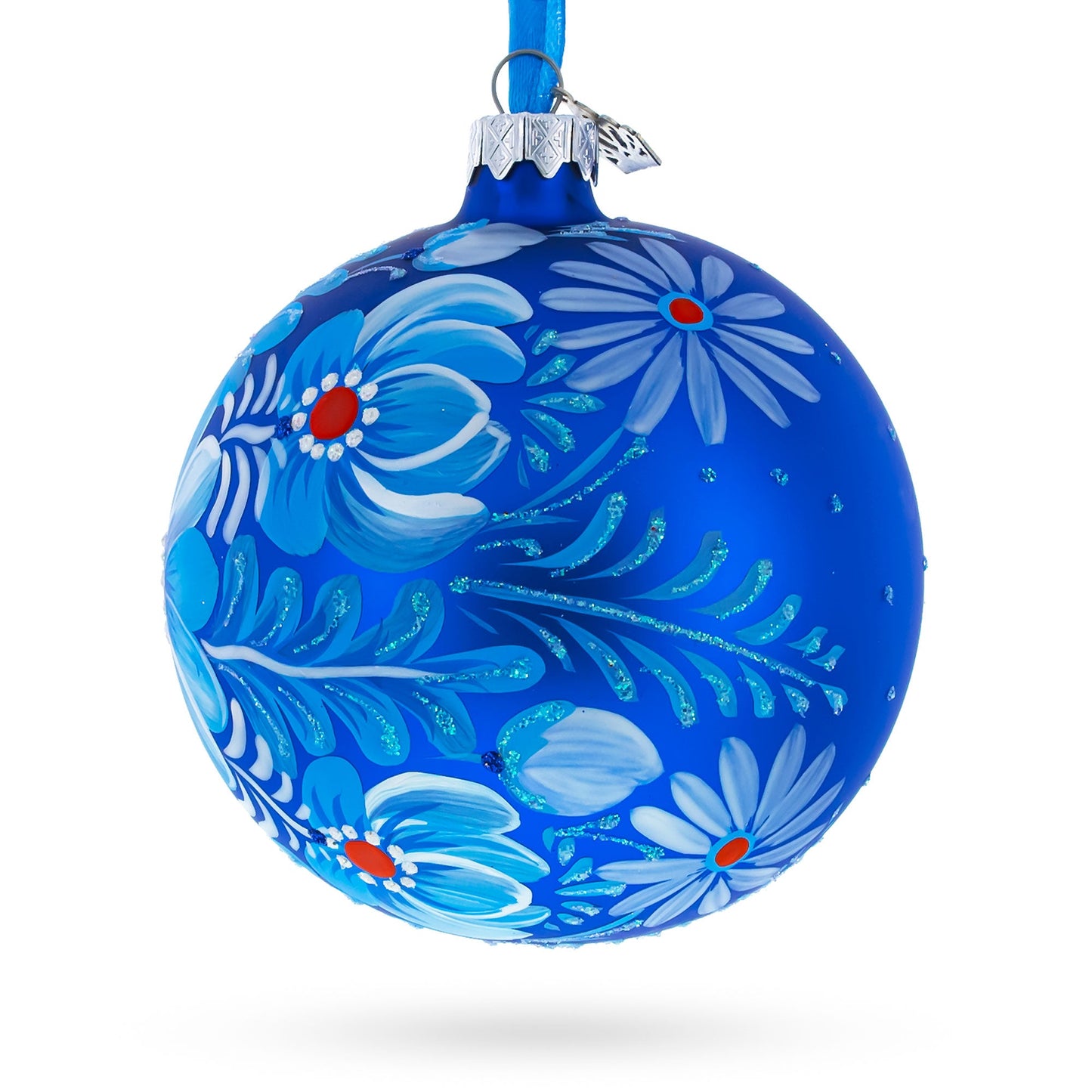 Aster Flowers Glass Ball Ornament