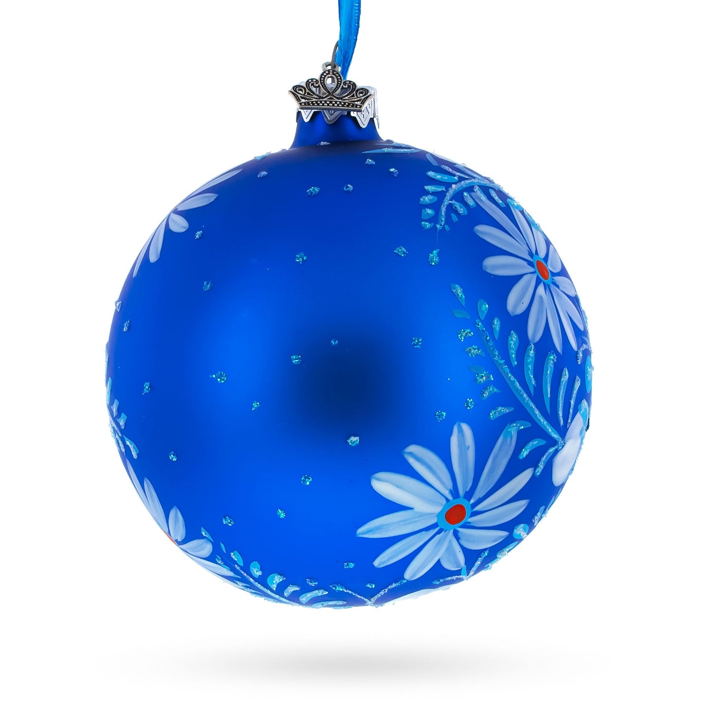 Aster Flowers Glass Ball Ornament