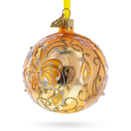 White Lilies Glass Ball Ornament