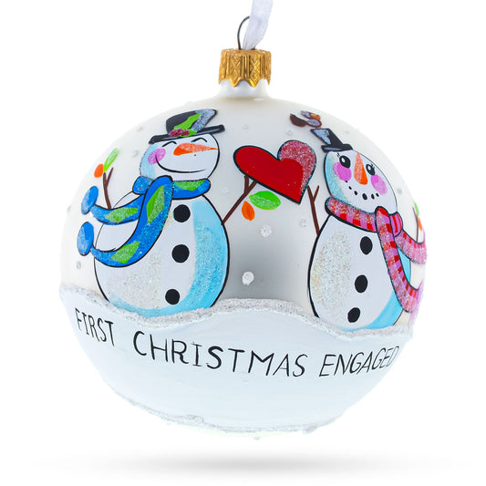 A Winter Romance Blown Glass Ball 'Our First Christmas' Ornament 3.25 Inches