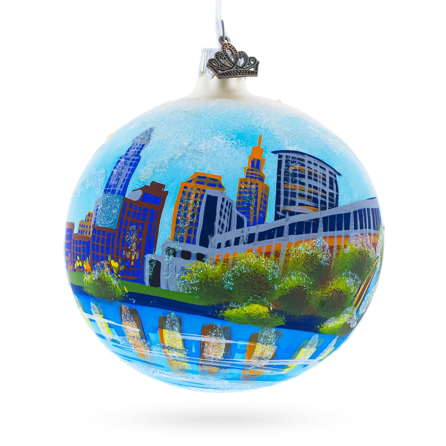 Cleveland, Ohio Glass Ball Christmas Ornament 4 Inches