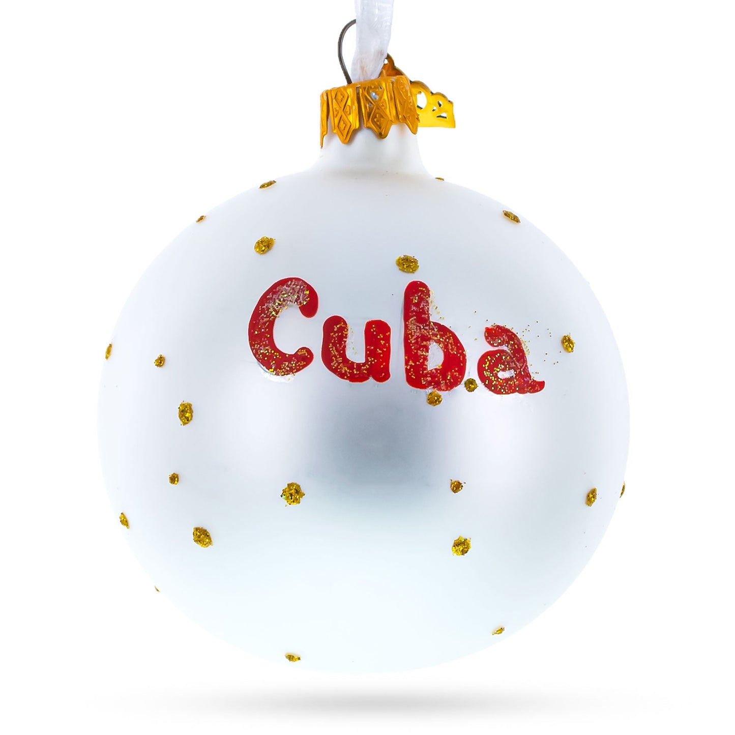 Flag of Cuba Blown Glass Ball Christmas Ornament 3.25 Inches (Made in Ukraine)