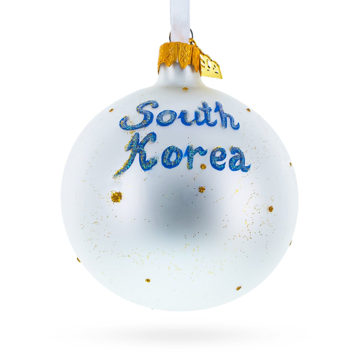 Flag of South Korea Blown Glass Ball Christmas Ornament 3.25 Inches