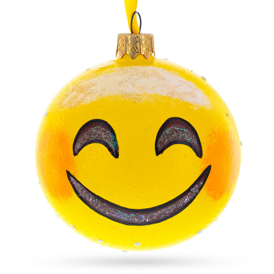 Radiant Smiling Facial Expressions Glass Ball Christmas Ornament 3.25 Inches