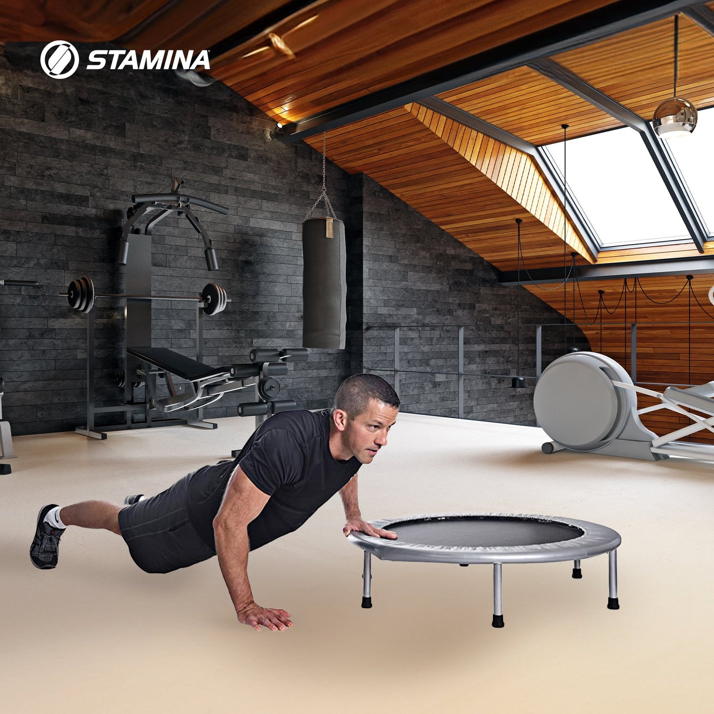 Stamina Products 35-1625 36 Inch Folding Quiet and Safe Trampoline for Cardio