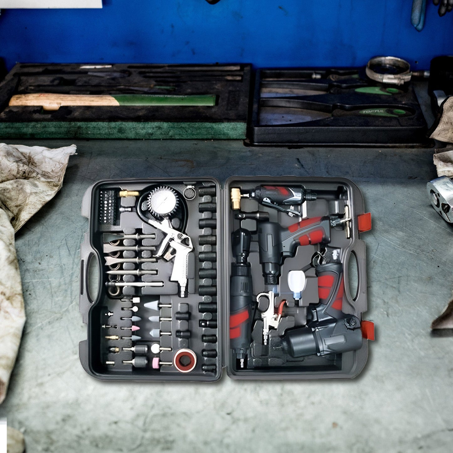 Master Mechanic 100 Piece Air Tool Kit with Impact Wrench and Ratchet Wrench