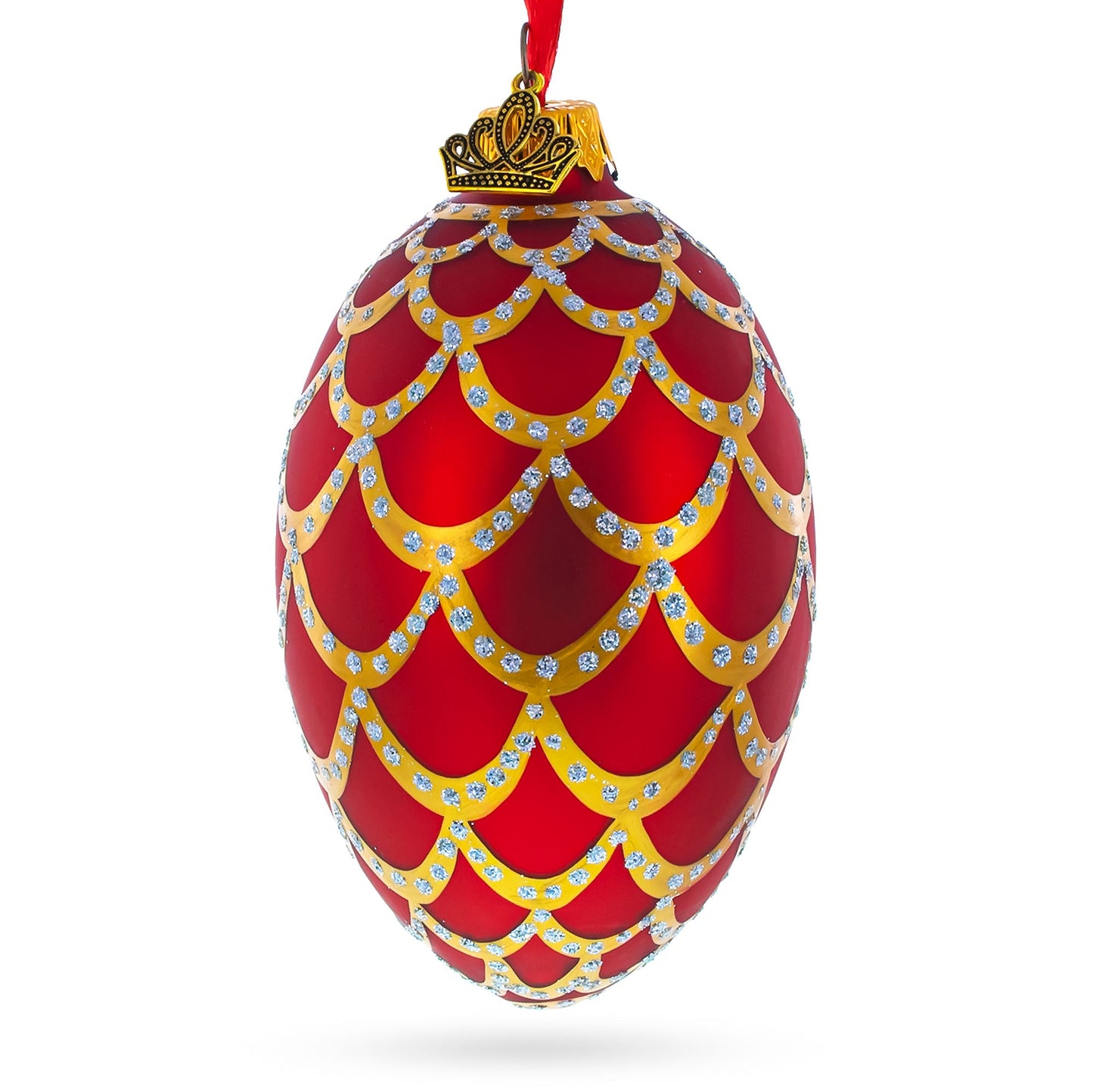 1900 Pine Cone In Red Royal Egg Glass Ornament 4 Inches