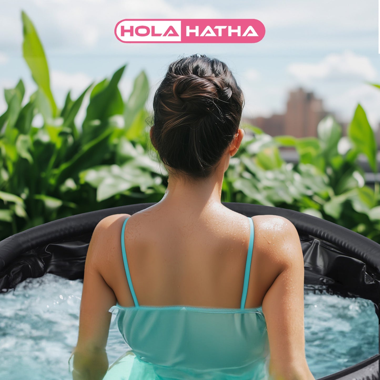 HolaHatha 120 Gal Cold Water Ice Bath Tub, Portable Plunge Recovery Tub with Lid