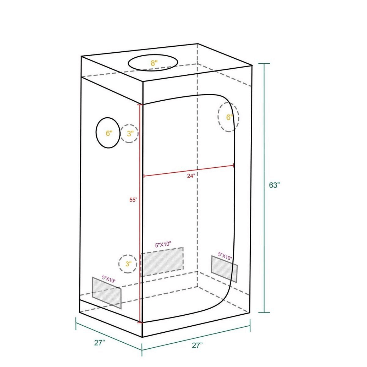 Mars Hydro 2' 4" x 2' 4" x 5' 4" (70cm x 70cm x 160cm) Indoor Grow Tent