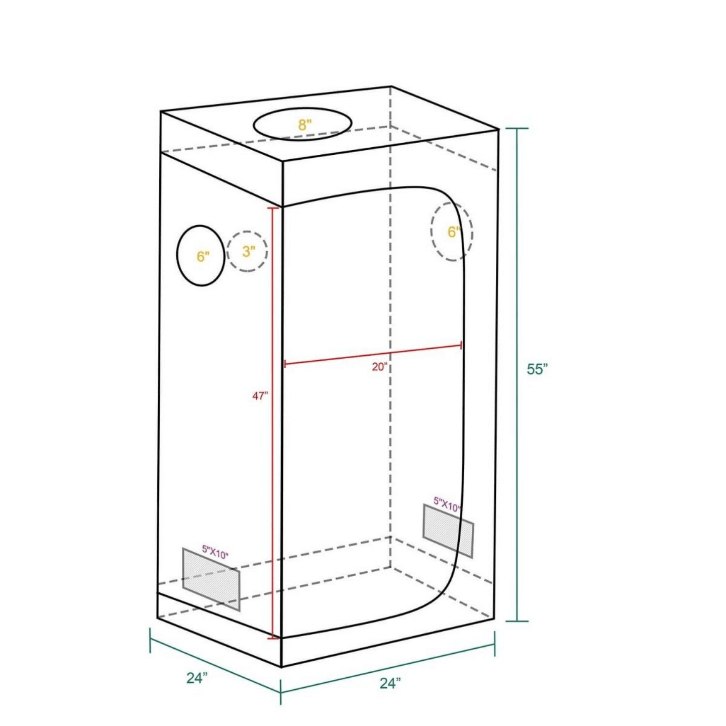 Mars Hydro 2' x 2' x 4' 8" (60cm x 60cm x 140cm) Indoor Grow Tent