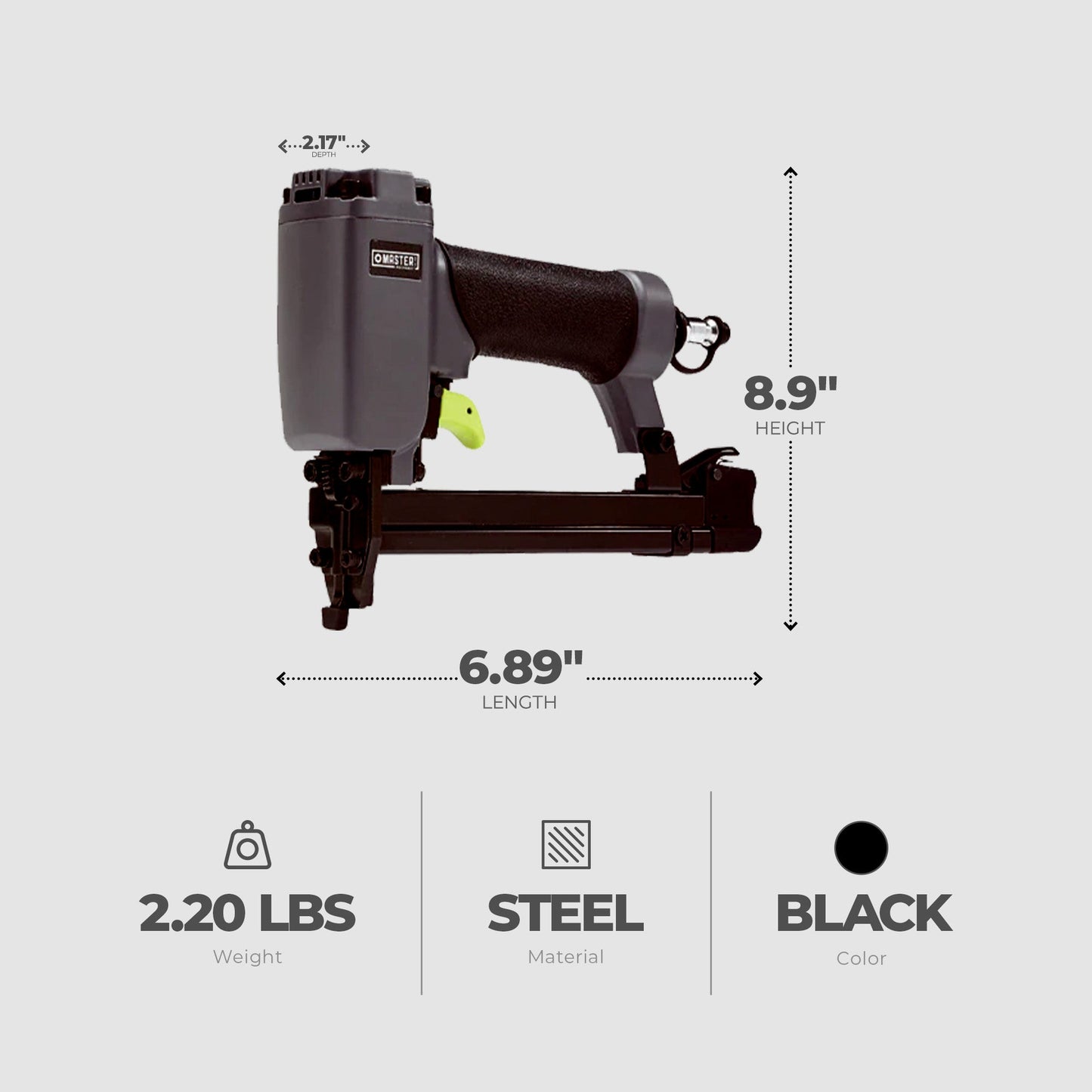 Master Mechanic 20 Gauge Pneumatic Upholstery Stapler Holds Up to 100 Fasteners