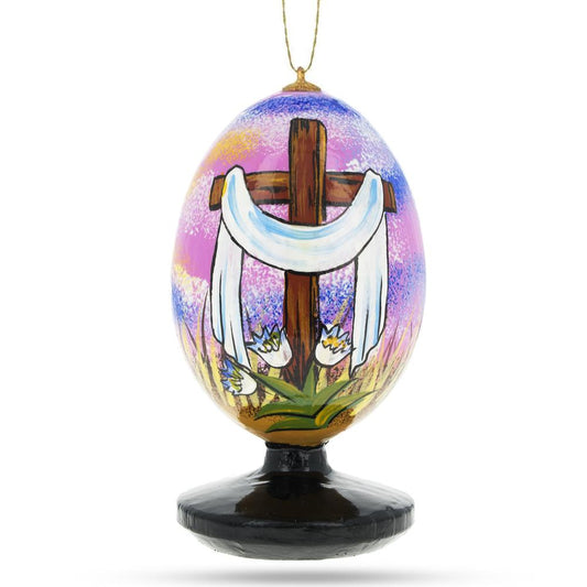 Rising Cross in the Sky Wooden Easter Egg Ornament