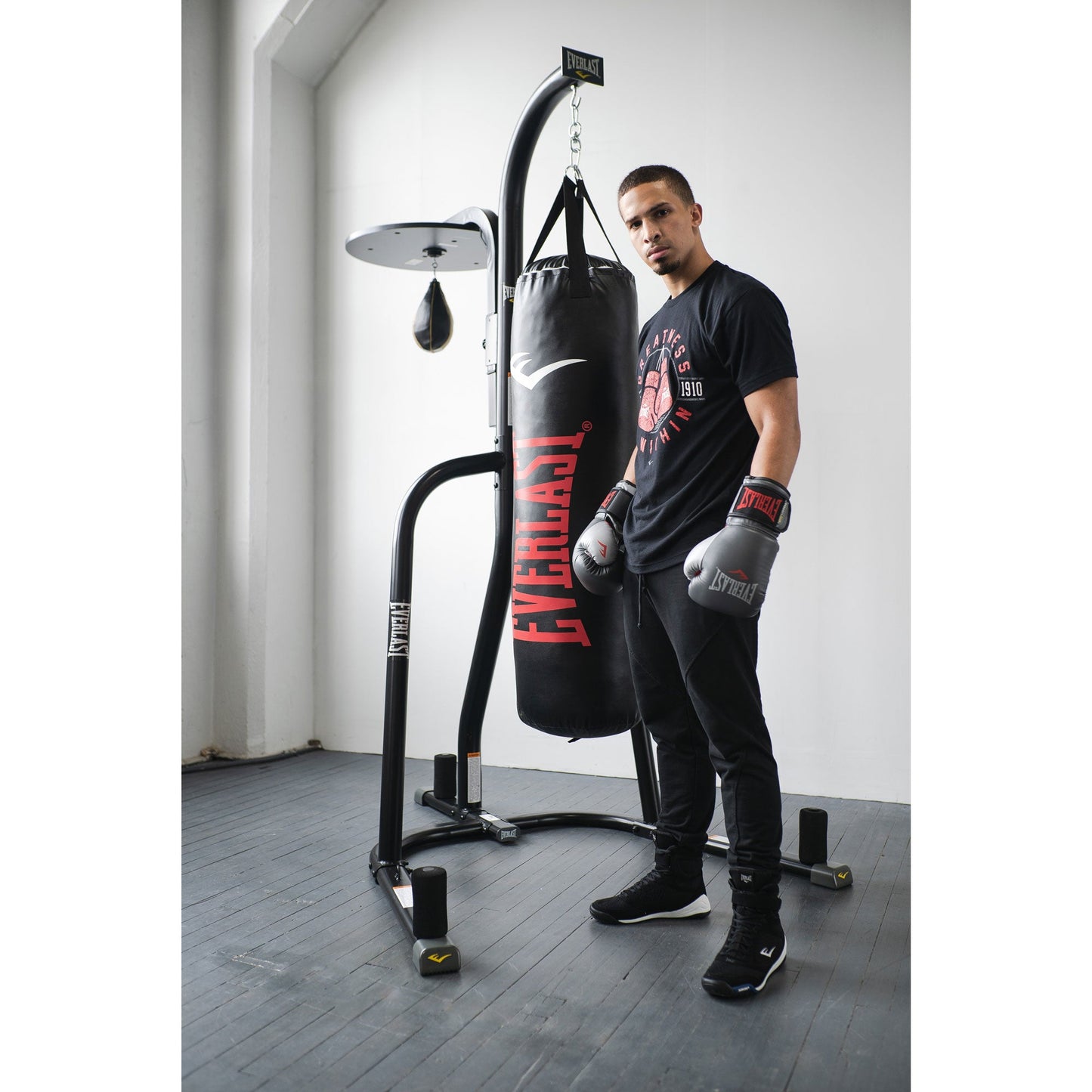 Everlast 2 Station Dual Heavy Duty Powder Coated Steel Heavy and Speed Bag Stand