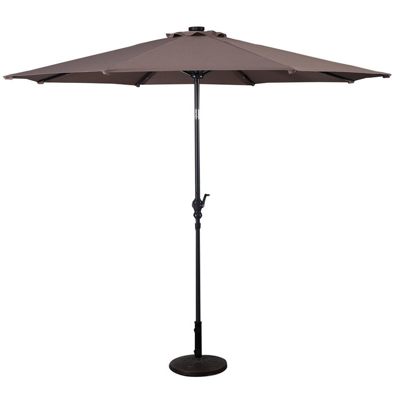 High Quality 10 Ft Patio Solar Umbrella with Crank Solar-powered LED Lights 8 Firm UV Protective Outdoor Patio Beach Umbrella