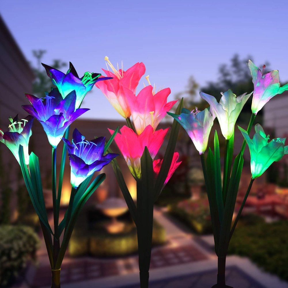 Solar Lily Flower Lights (Pack of 4 = 16 Flowers)