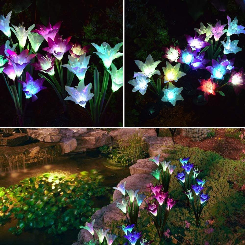 Solar Lily Flower Lights (Pack of 4 = 16 Flowers)