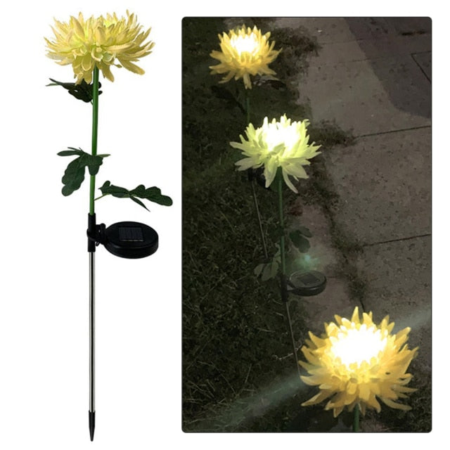 Solar LED Light Artificial Chrysanthemum Flower (3 Pack)