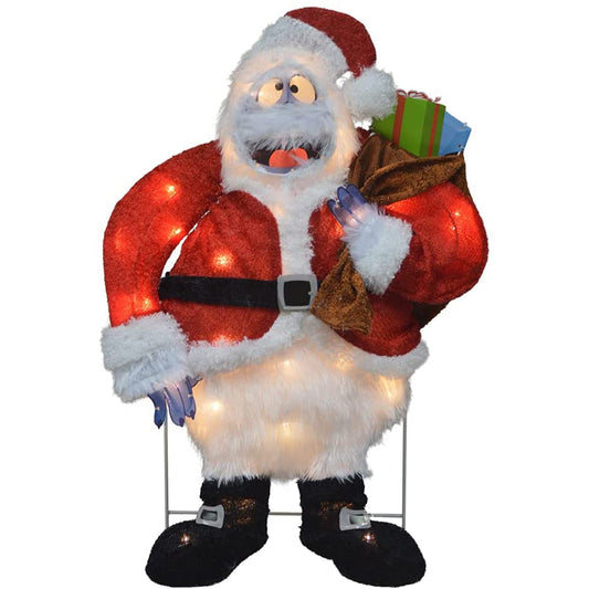 ProductWorks 24 Inch Santa Bumble Pre-Lit Christmas Yard Ornament Holiday Decor