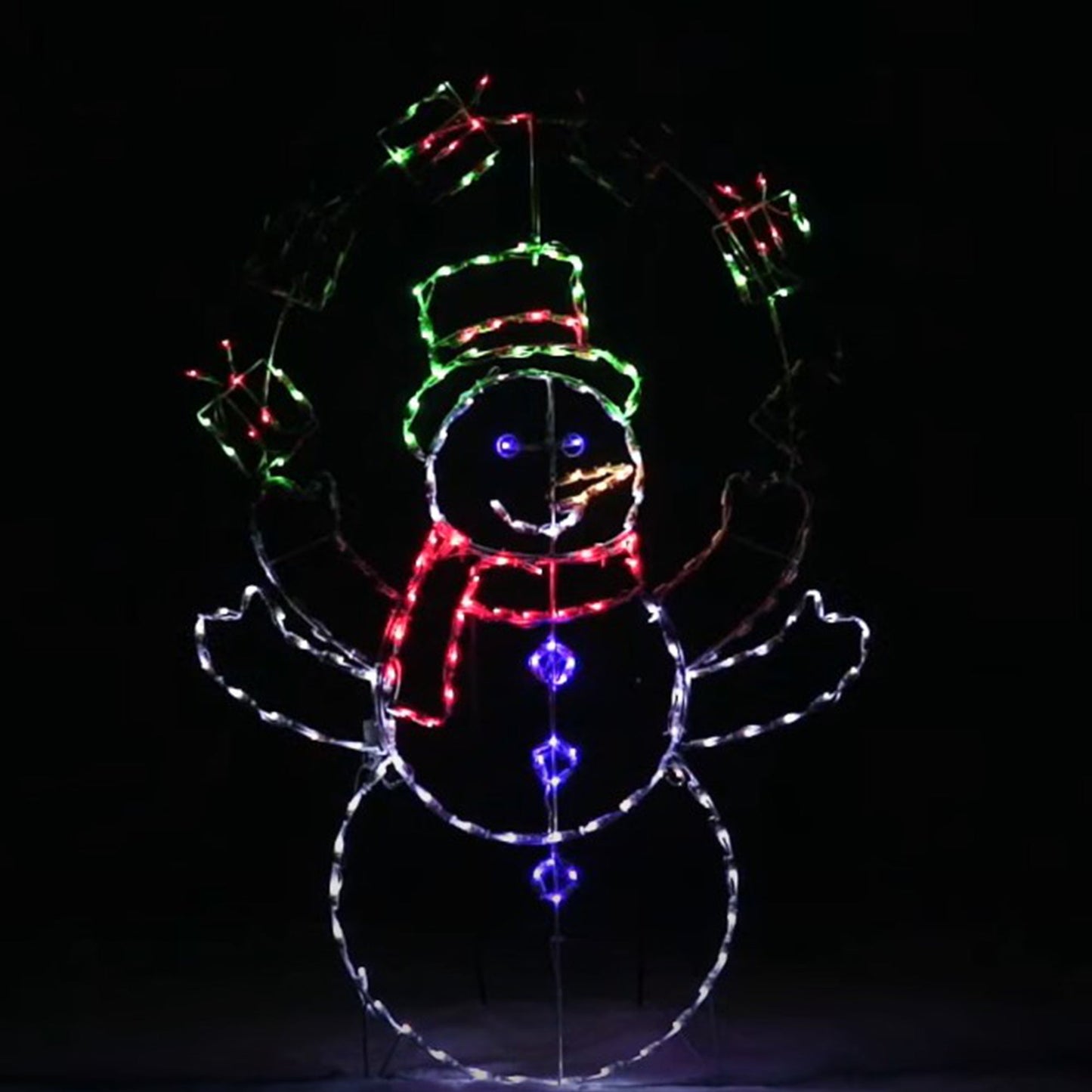 ProductWorks 60" Pro-Line LED Animation Juggling Snowman Christmas Yard Decor