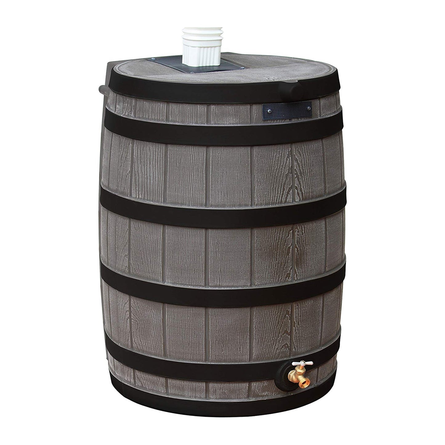 Good Ideas Rain Wizard 50 Gallon Plastic Rain Barrel Water Collector, Oak