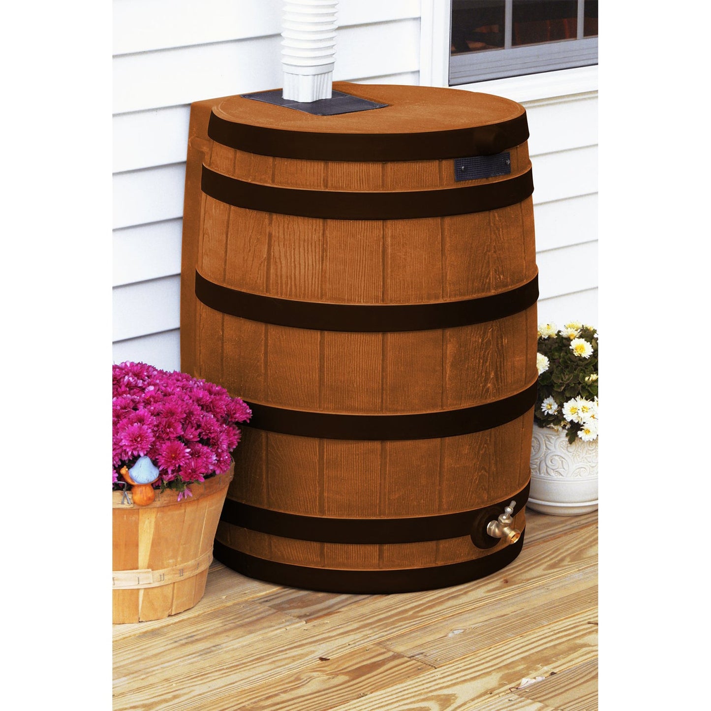 Good Ideas Rain Wizard Rain Collection Rain Barrel Darkened Ribs, Terra Cotta