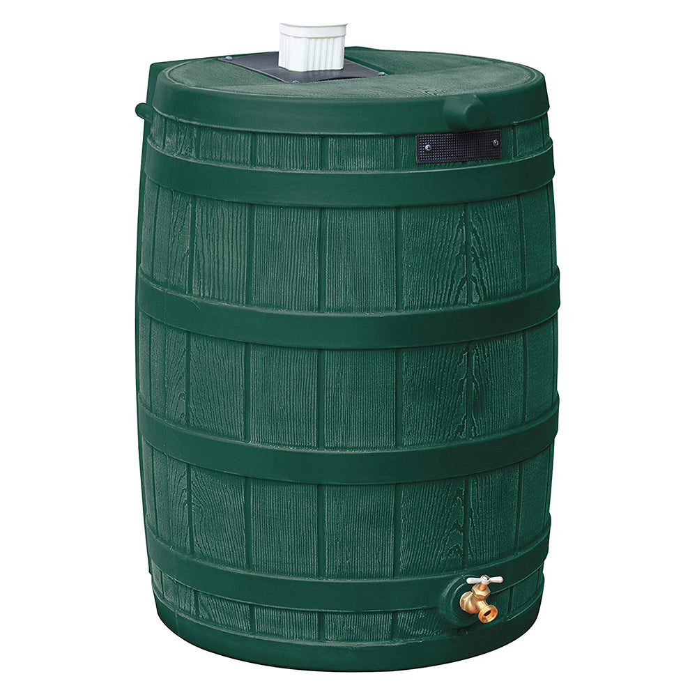 Good Ideas Rain Wizard Water Storage 50 Gal Capacity Collection Barrel, Green