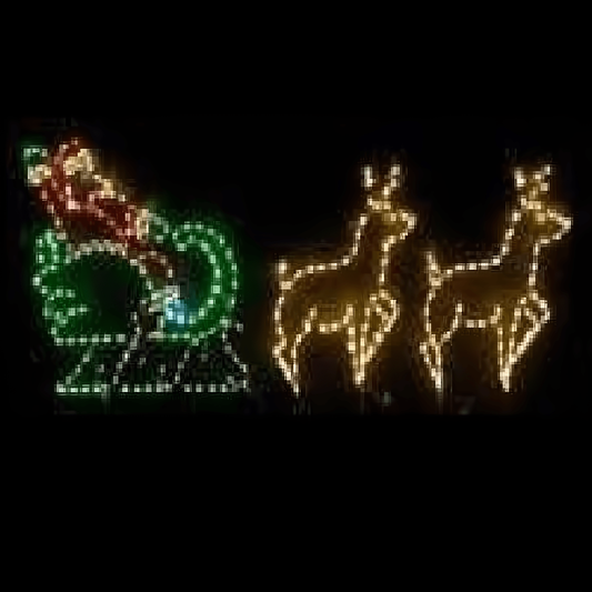 Santa in Sleigh with 2 Deer Medium