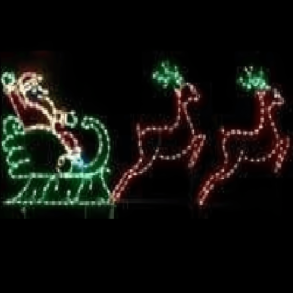 Santa in Sleigh with 2 Leaping Deer Medium