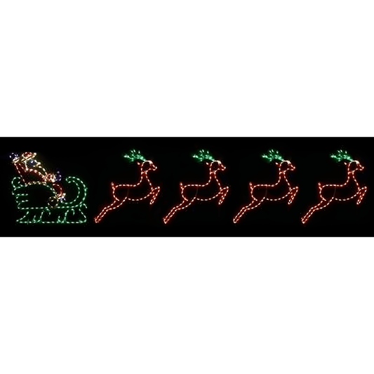 Santa in Sleigh with 4 Leaping Deer