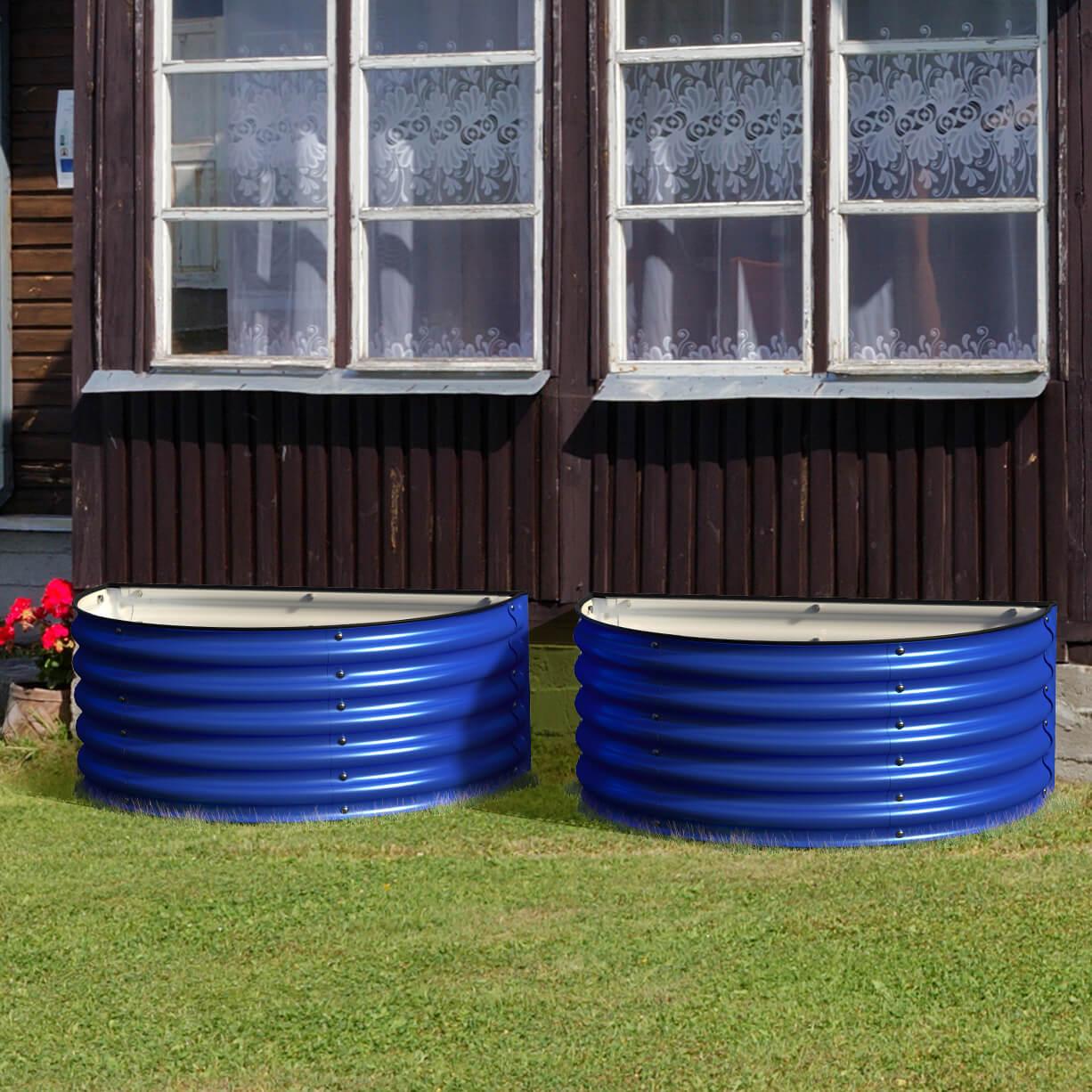 17" Tall Decorative Semi-circle Raised Garden Bed in Cobalt Blue