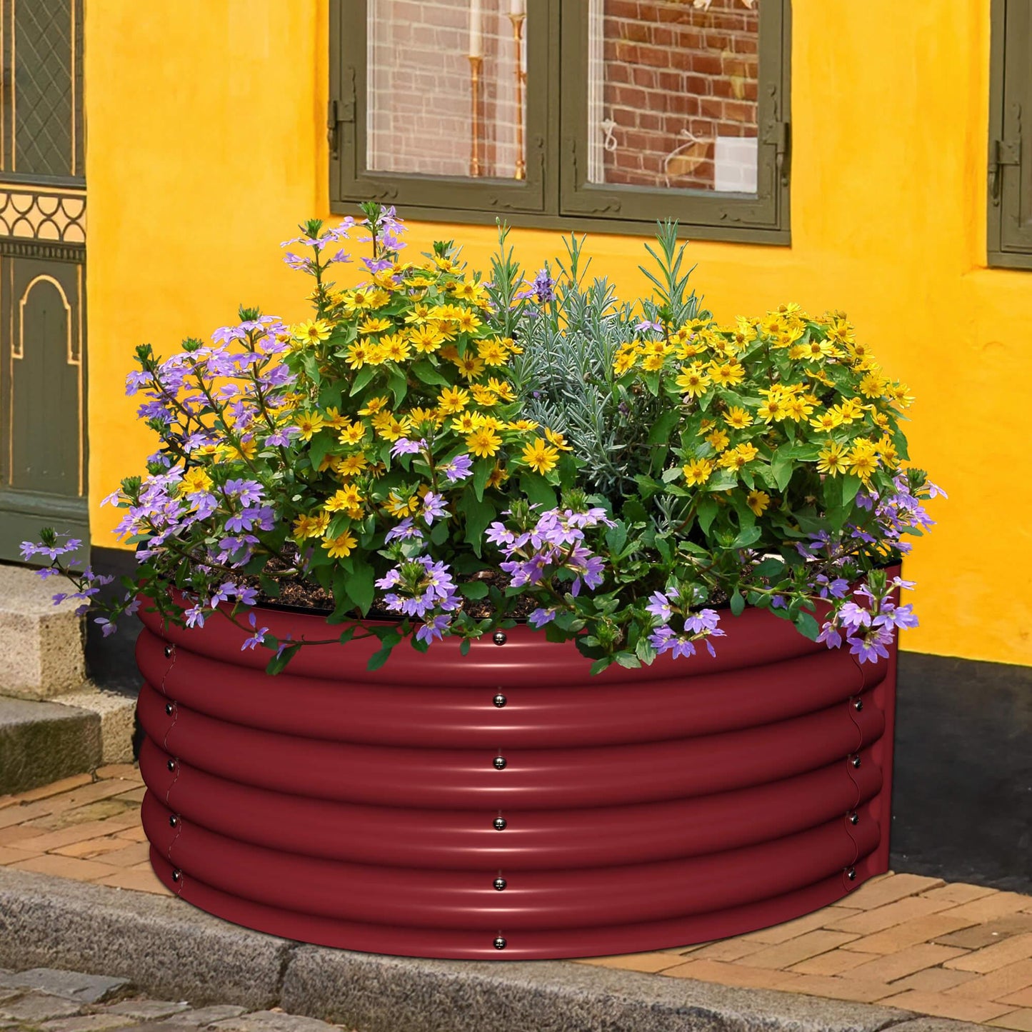 17" Tall Decorative Semi-circle Raised Garden Bed in Barn Red