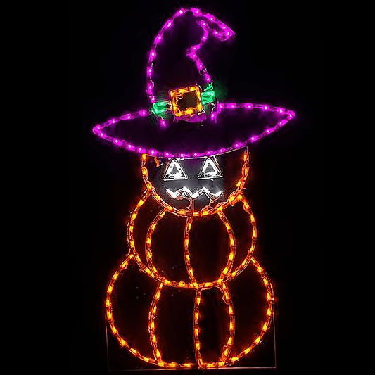 Stacked Pumpkins with Witch's Hat