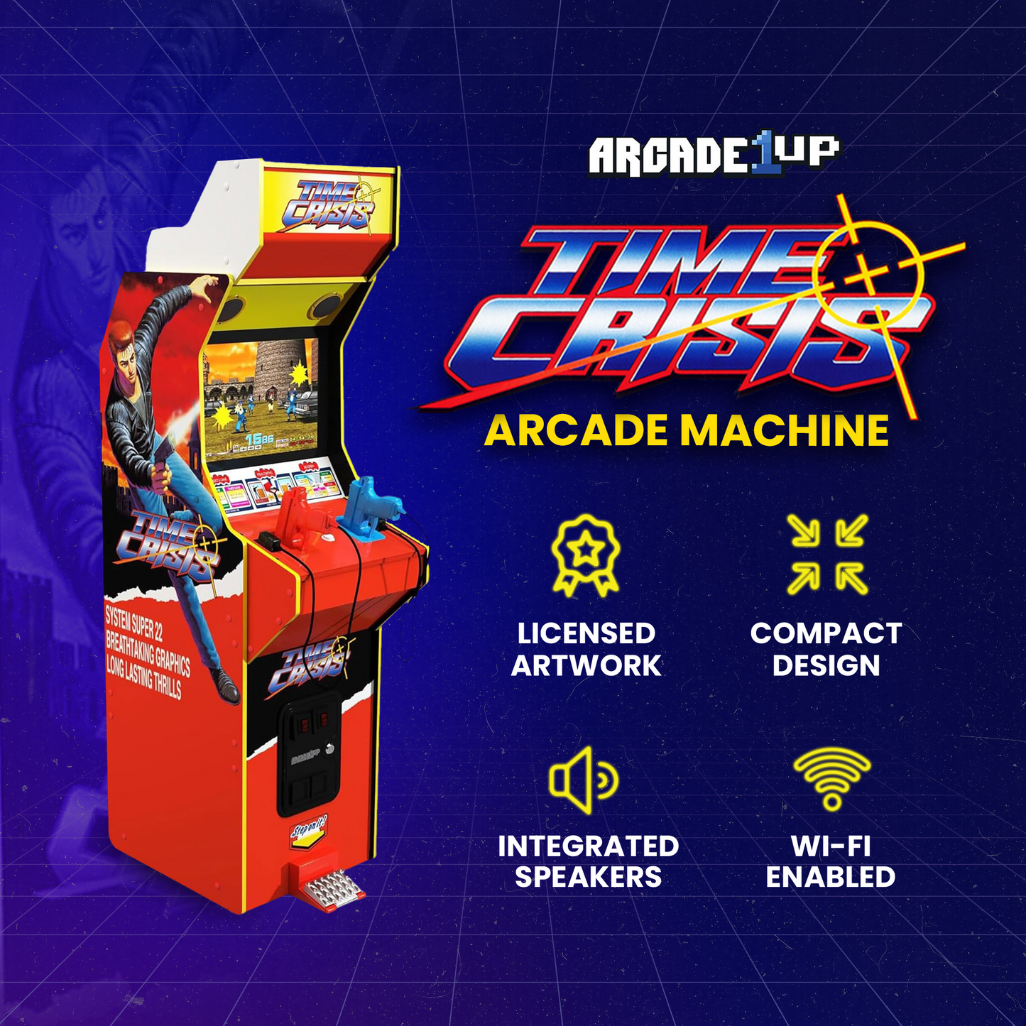 Arcade1Up 17" Screen Multiplayer TIME Crisis Arcade Machine w/ Stand Up Cabinet