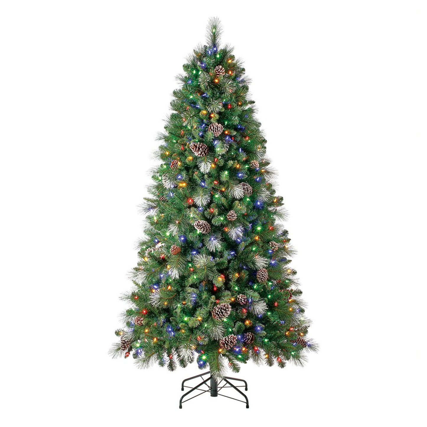 Home Heritage Lincoln 7' Pre-Lit Artificial Christmas Tree, Pinecones & Glitter