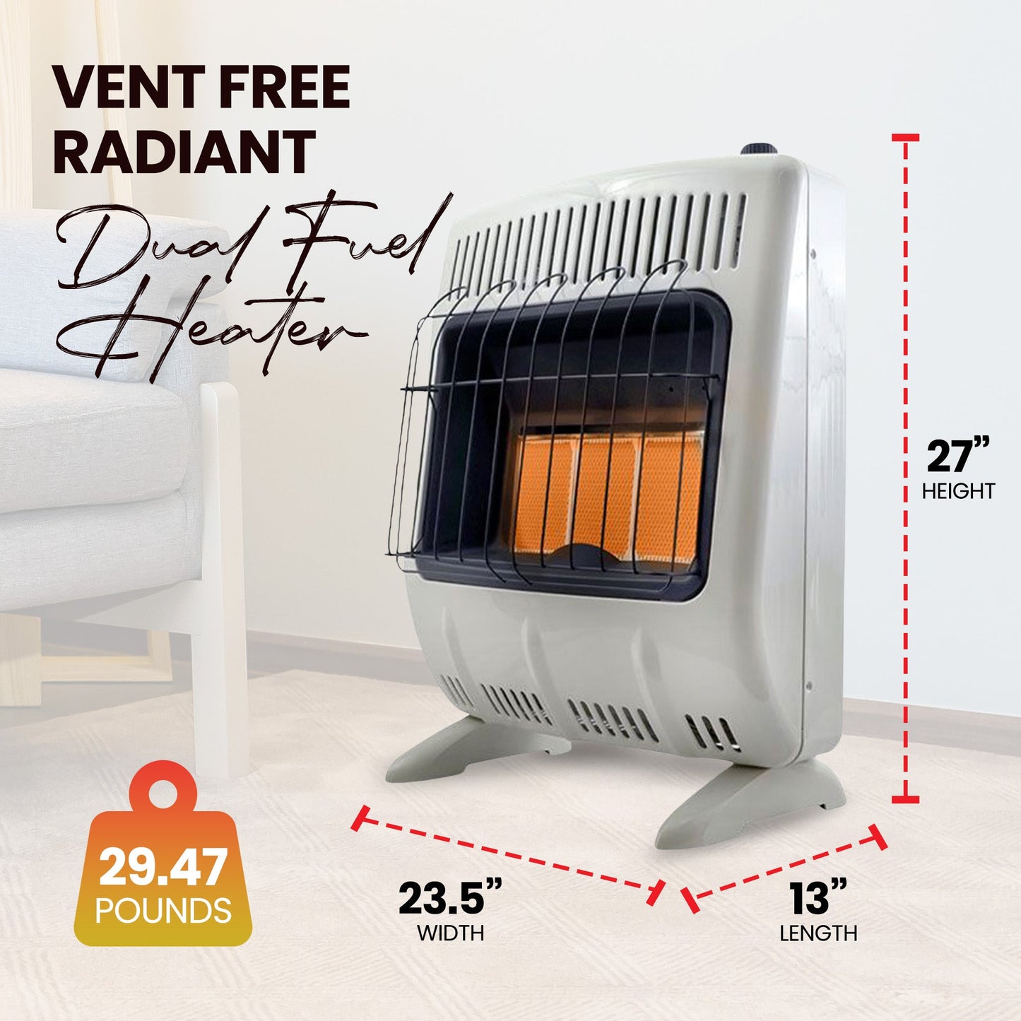 Mr. Heater 20000 BTU Vent Free Radiant Dual Fuel Wall Heater w/Mounting Hardware