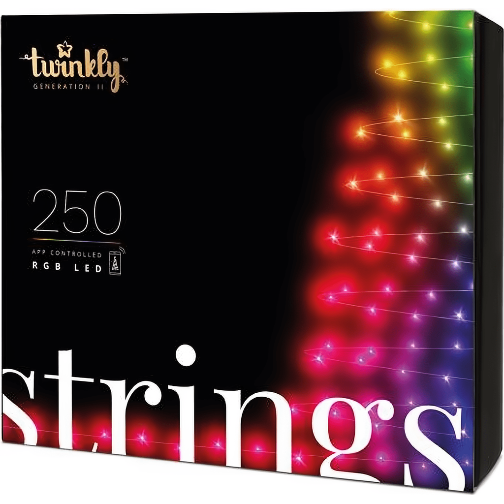 Twinkly App Controlled RGB Christmas Lights, 250 Bulbs, Green Wire