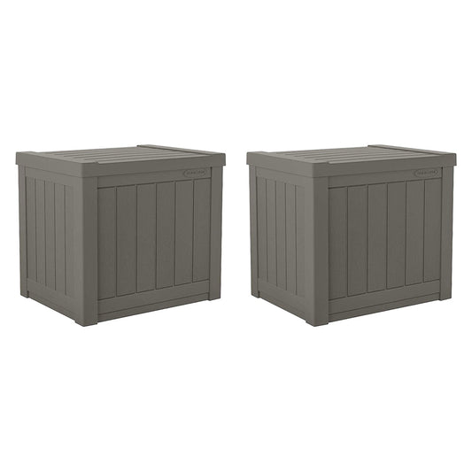 Suncast SS500ST 22 Gallon Small Resin Outdoor Patio Storage Deck Box (2 Pack)