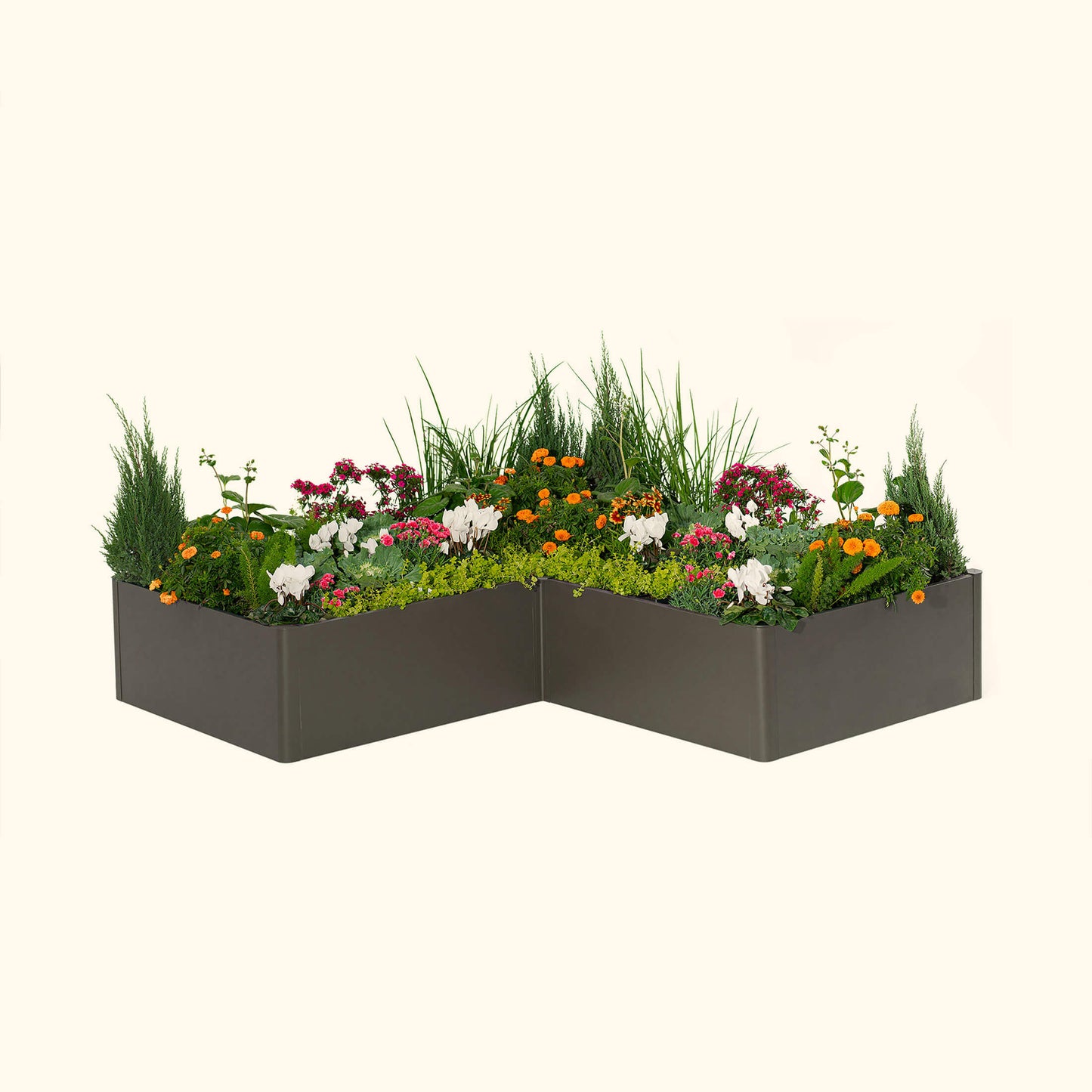 17" Tall Modern 83" x 83" L Shape Metal Raised Garden Bed