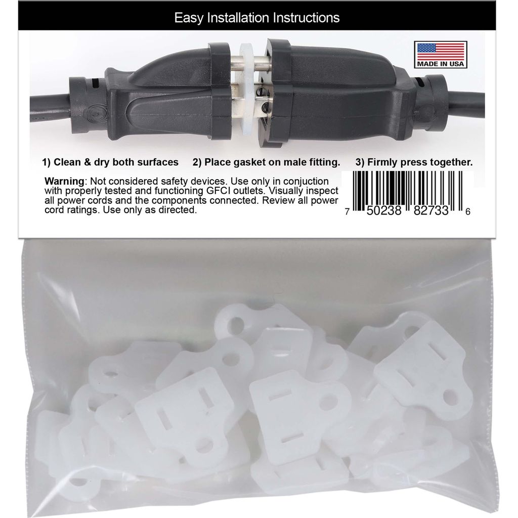 Weatherproof Electrical Plug Extension Cord Gaskets, 25 Pack