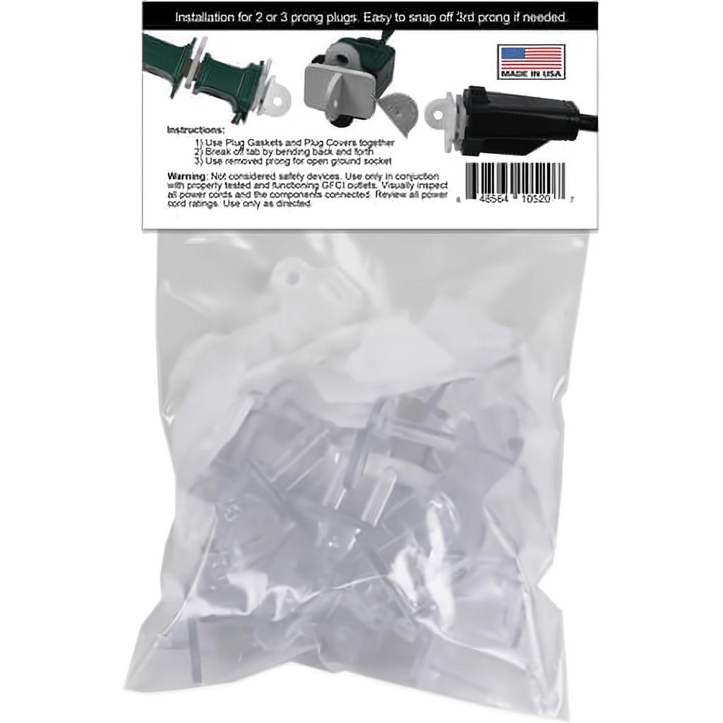 Weatherproof Electrical Plug Extension Cord Gaskets and Clear Covers, 25 Pack