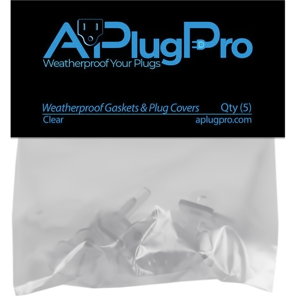 Weatherproof Electrical Plug Extension Cord Gaskets and Clear Covers, 5 Pack