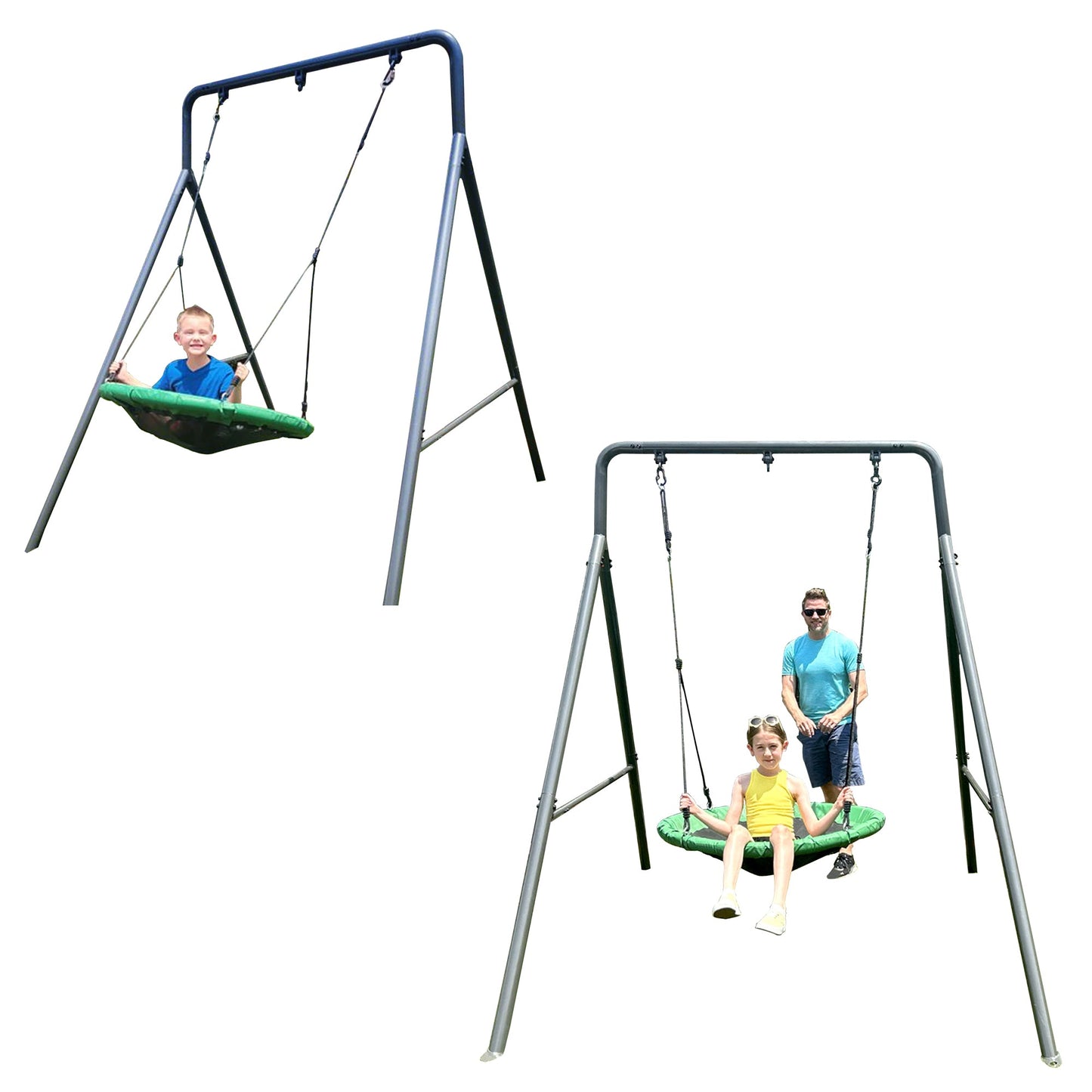 gobaplay Round Platform Tree Swing with Adjustable Polyethylene Rope, Green